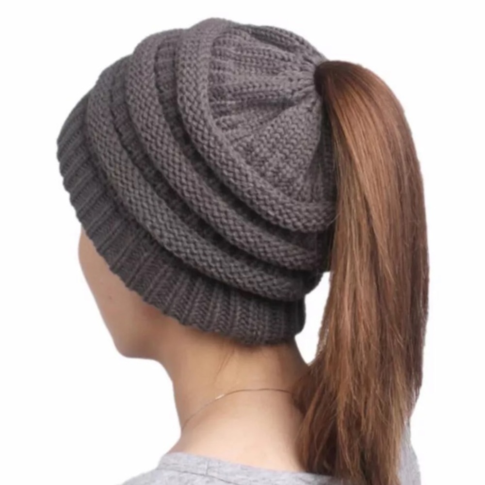 Charcoal Gray Ponytail Beanie! NEW!